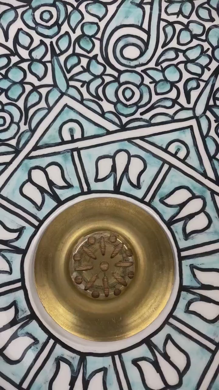 Handmade Moroccan Ceramic Sink Golden Rim 14K Carats #188B