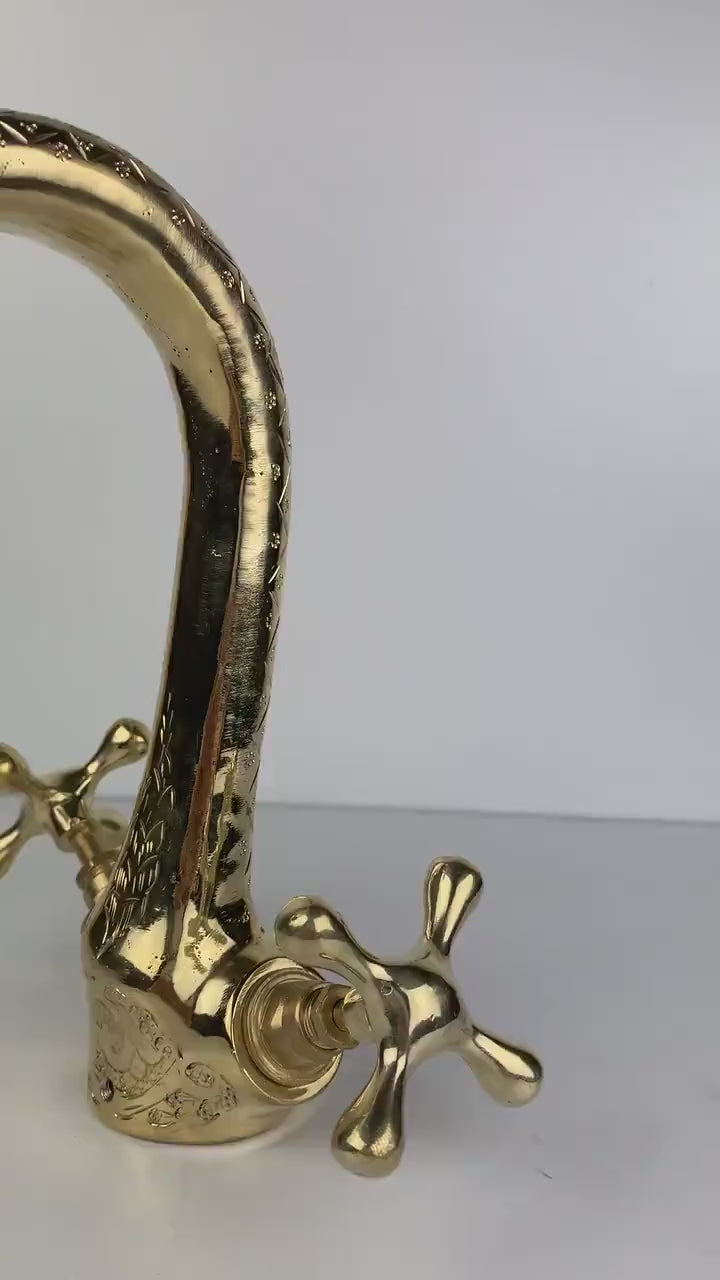 Moroccan Faucet Engraved in Unlacquered Brass - Handmade Moroccan Faucet #8