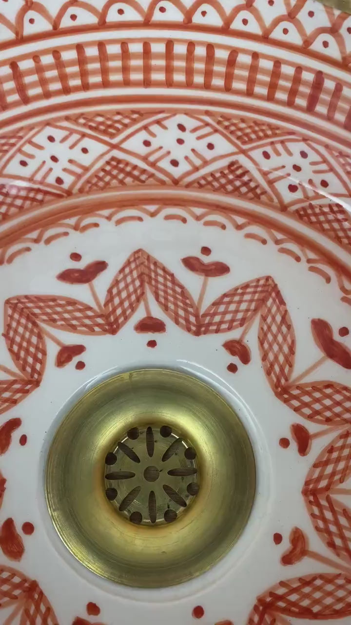 Handmade Moroccan Ceramic Sink with Brass Cover #261