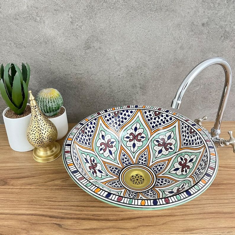 Authenic Handmade Moroccan Ceramic Sink #185P