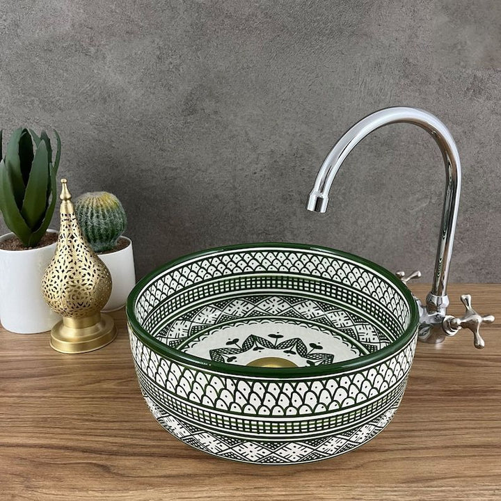 Elegant green bathroom sink | Moroccan sink | Bathroom sink bowl #185J