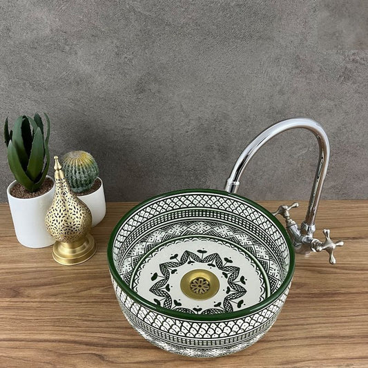 Elegant green bathroom sink | Moroccan sink | Bathroom sink bowl #185J