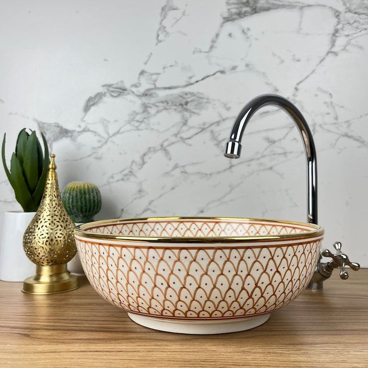 Golden sink 14k karat - Bathroom sink - Moroccan sink - Handmade ceramic sink - Bathroom washbasin #20SA