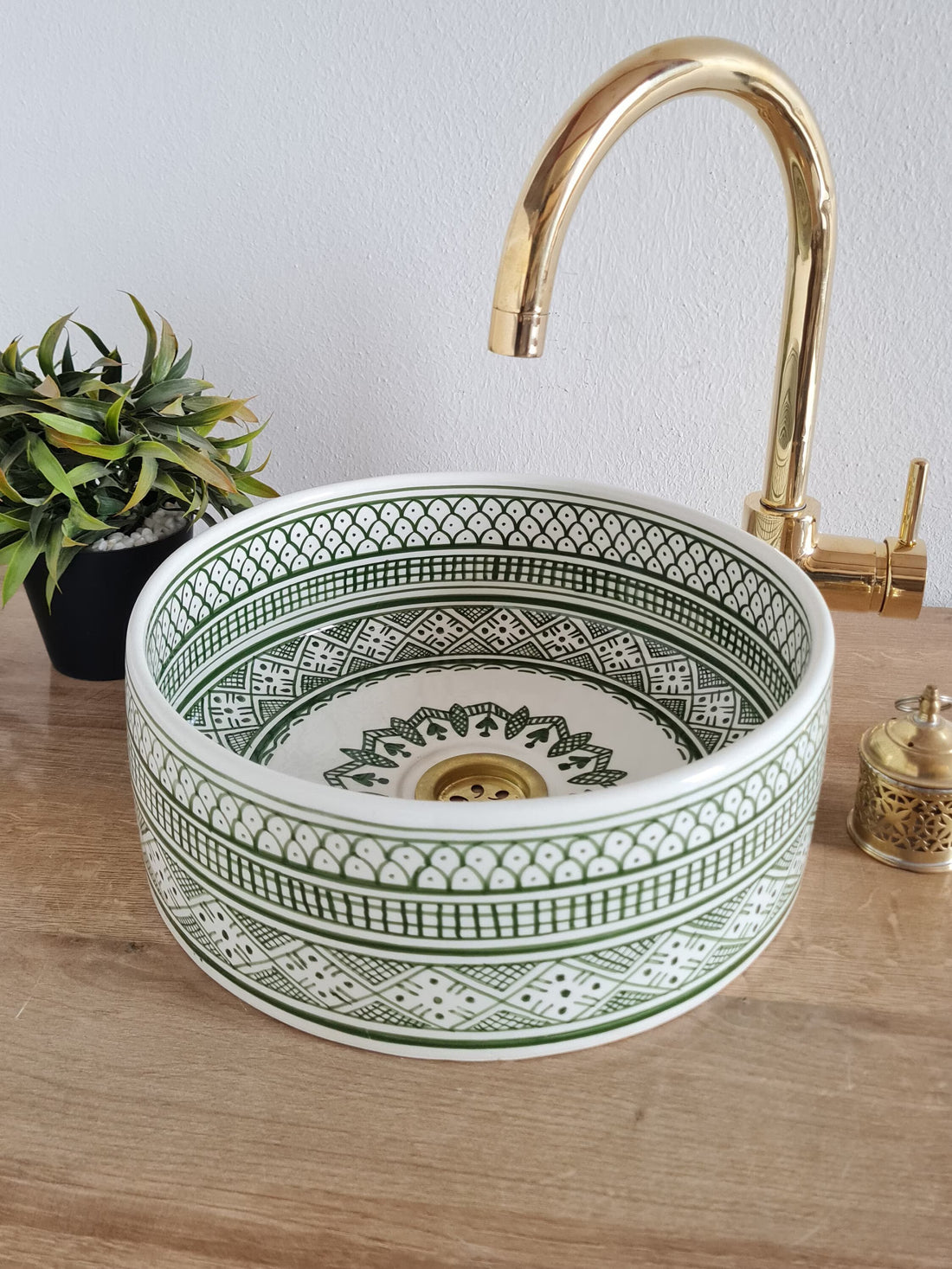 Moroccan sink | moroccan ceramic sink | bathroom sink | Green sink bowl #227