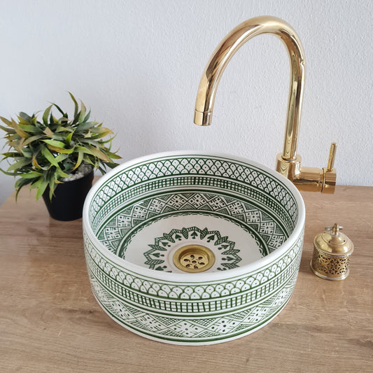 Moroccan sink | moroccan ceramic sink | bathroom sink | Green sink bowl #227
