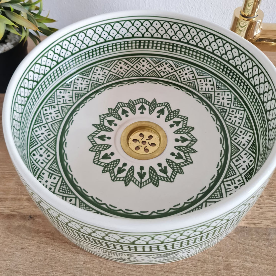 Moroccan sink | moroccan ceramic sink | bathroom sink | Green sink bowl #227