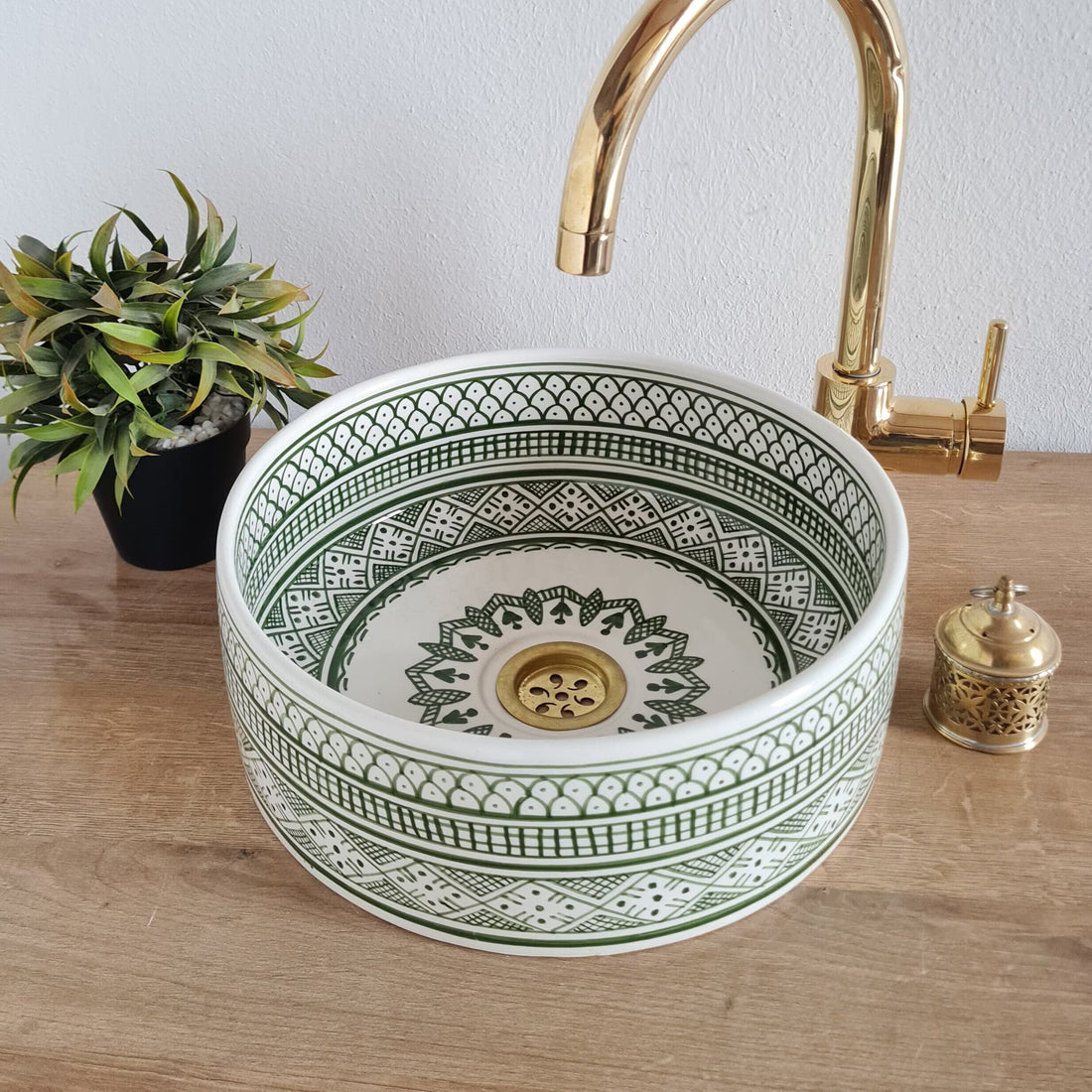 Moroccan sink | moroccan ceramic sink | bathroom sink | Green sink bowl #227