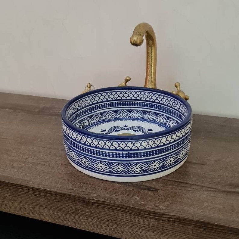 Moroccan sink | moroccan ceramic sink | bathroom sink | moroccan bathroom basin | cloakroom basin | Bleu sink #115