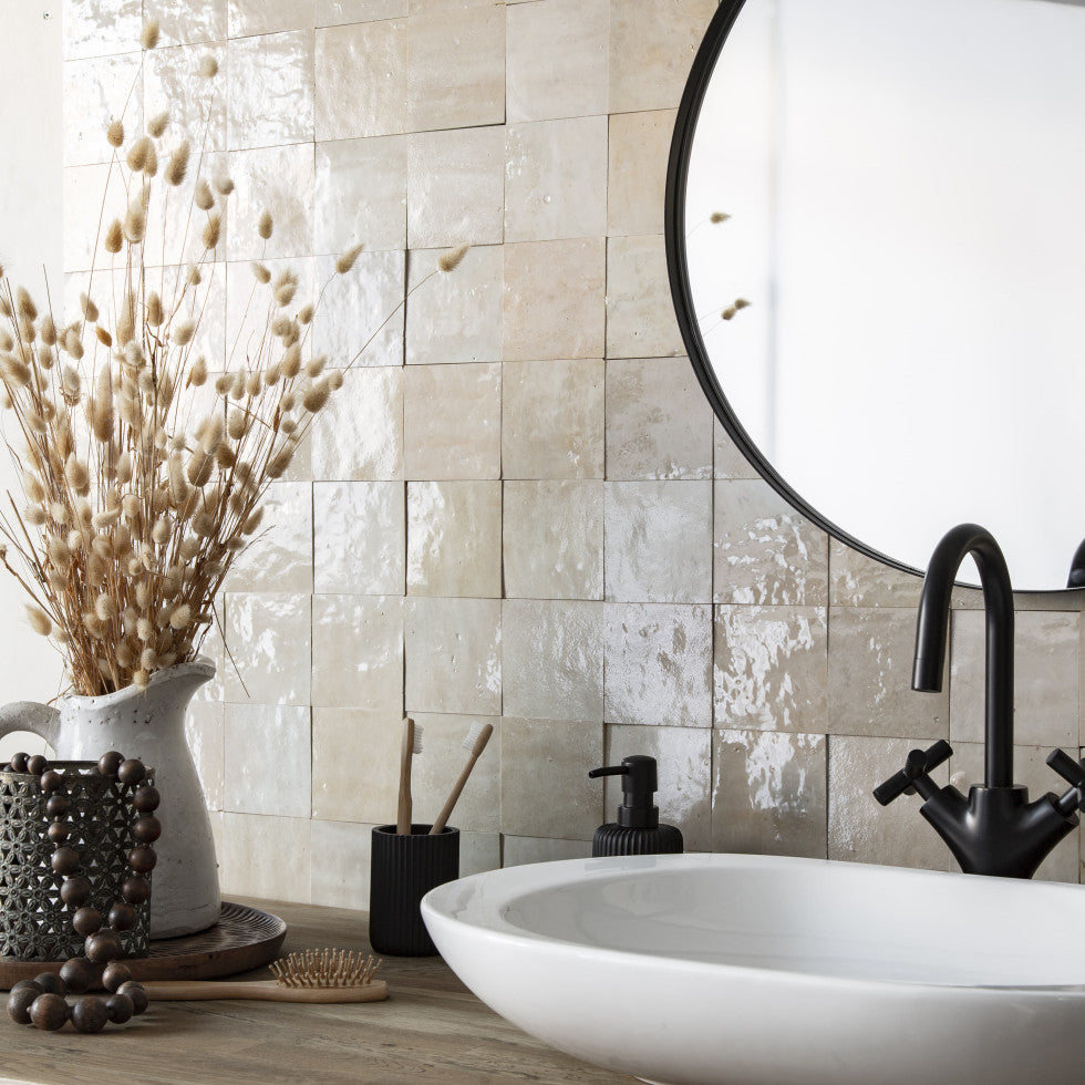 Beige grey Zellige Tiles - 10x10 square