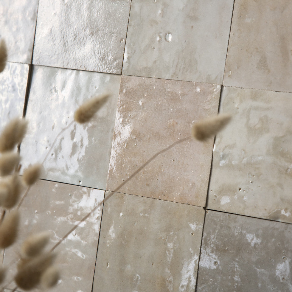 Beige grey Zellige Tiles - 10x10 square
