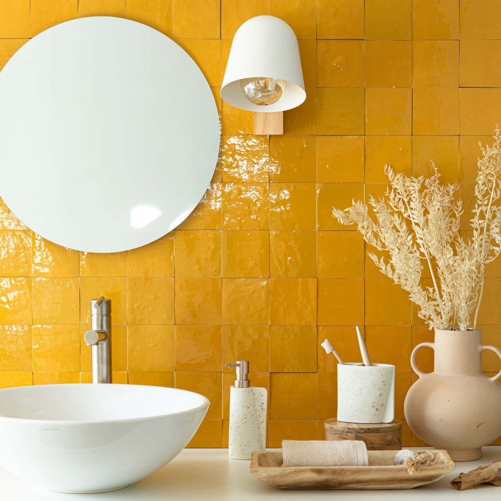 Mustard Yellow Zellige Tiles - 10x10 square