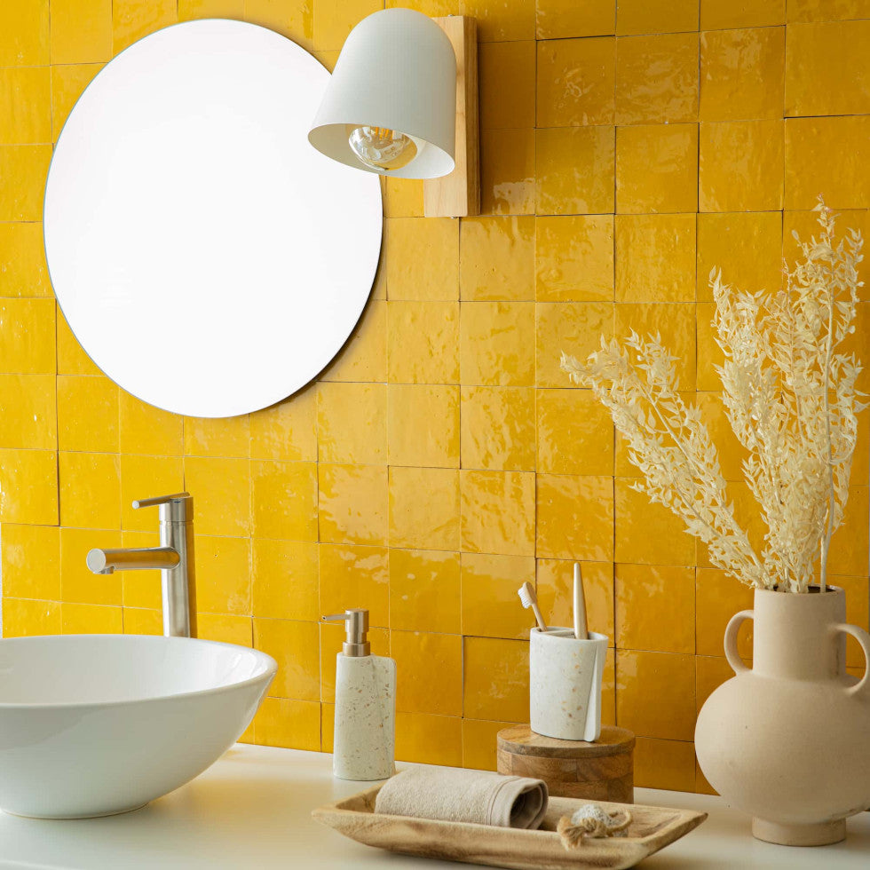 Mustard Yellow Zellige Tiles - 10x10 square