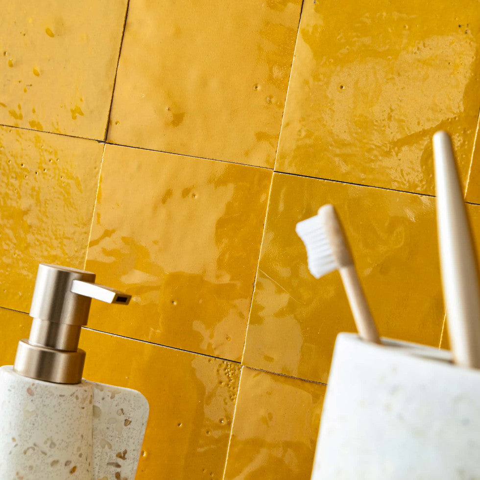 Mustard Yellow Zellige Tiles - 10x10 square