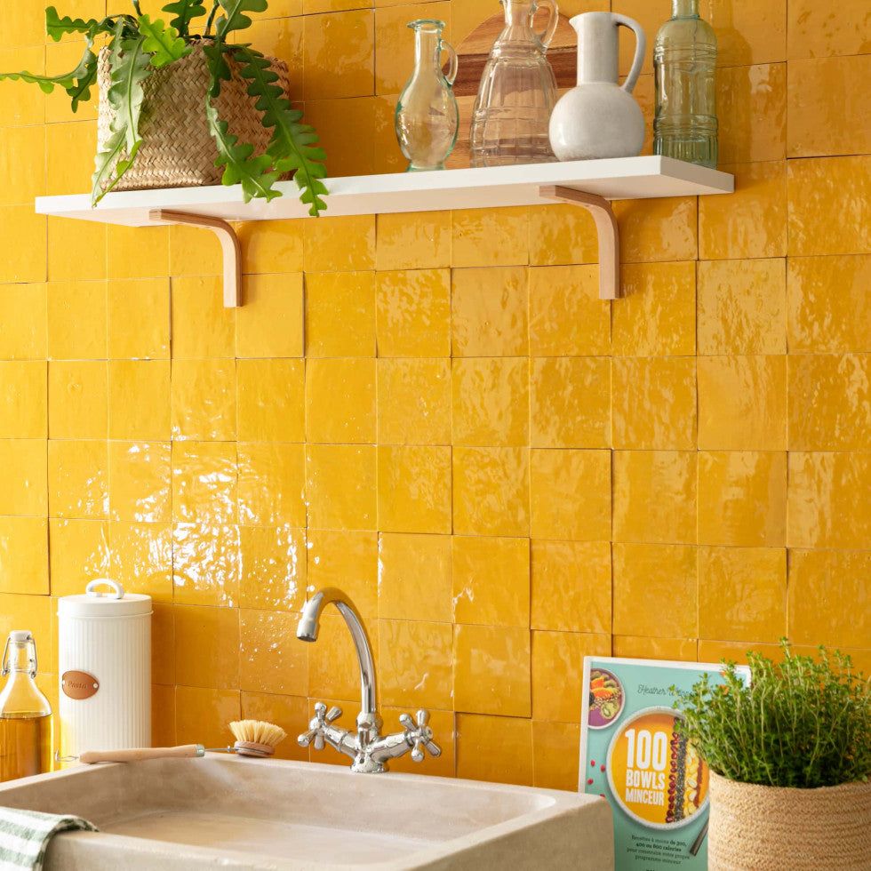 Mustard Yellow Zellige Tiles - 10x10 square