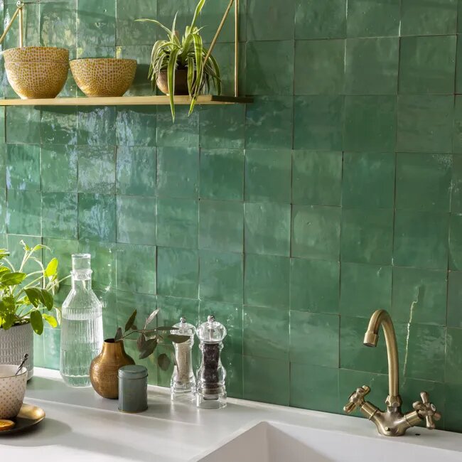 Mint Green Zellige Tiles - 10x10 square